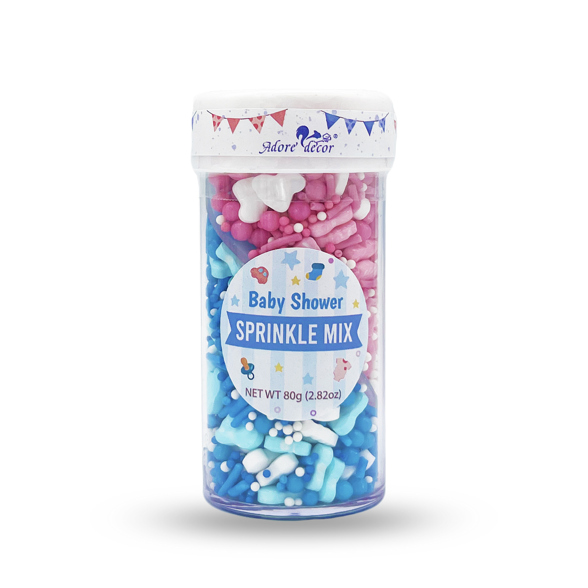 Baby Shower 2 Cell Jar Sprinkle Mix Edible Cake Decoration Candy 