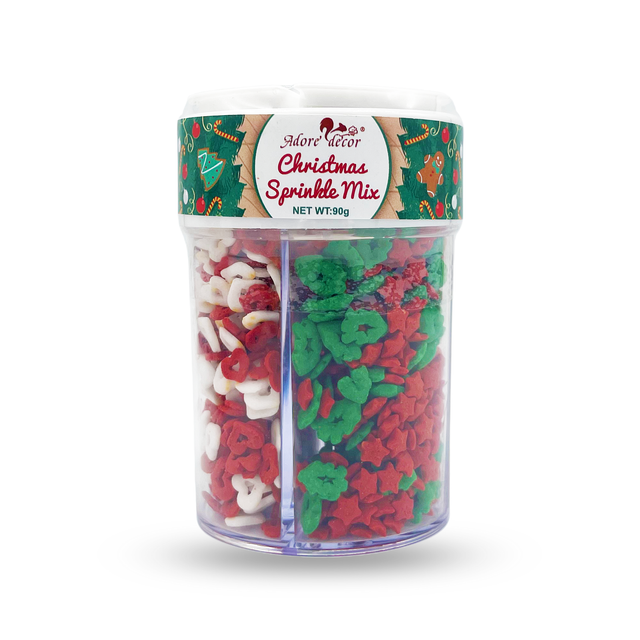 Christmas 4 Cell Jar-Yuletide Cheer Sprinkle Mix Edible Cake Decoration Candy 