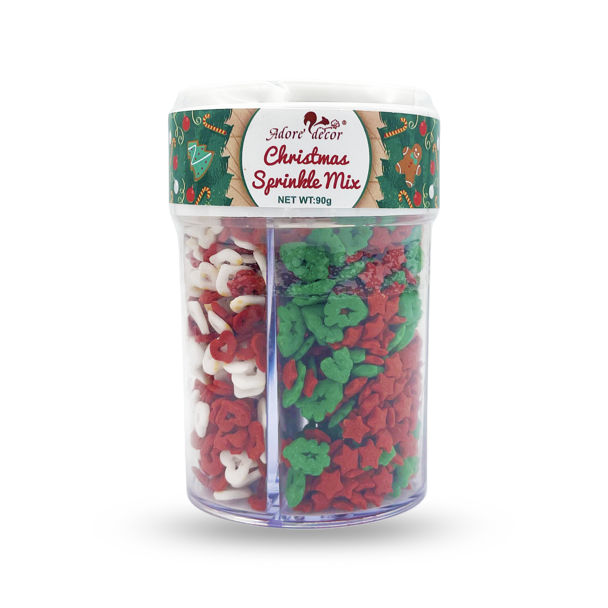 Christmas 4 Cell Jar-Yuletide Cheer Sprinkle Mix Edible Cake Decoration Candy 