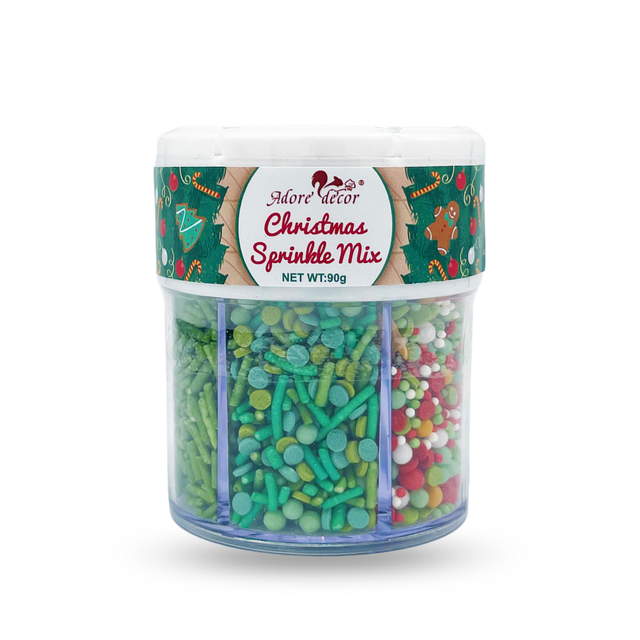 Christmas 6 Cell Jar-Winter Whimsy Sprinkle Mix Edible Cake Decoration Candy 