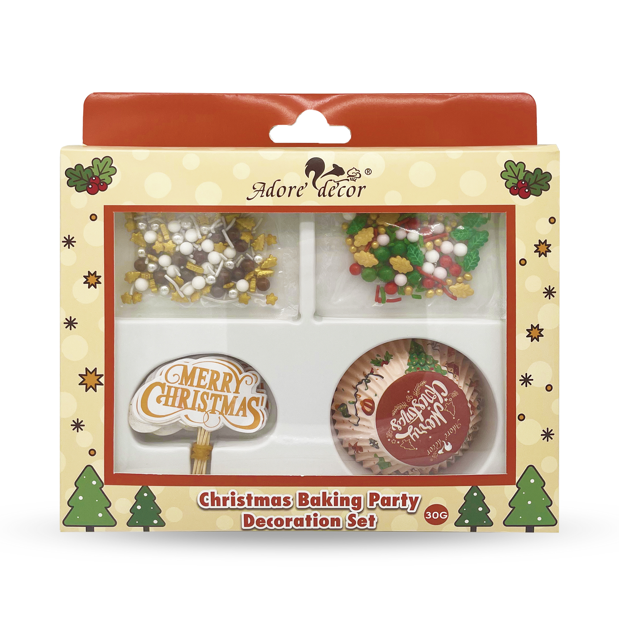 Christmas Baking Party Decoration Set Edible Sprinkle Mix 