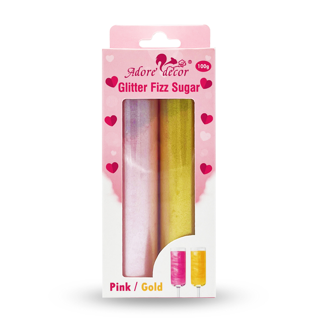 Glitter Fizz Sugar Pink/Gold Drink Cocktail Edible Cake Decoration 