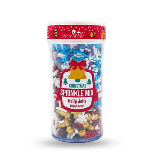 Christmas 2 Cell Jar Holly Jolly Sprinkle Edible Cake Decoration Candy 