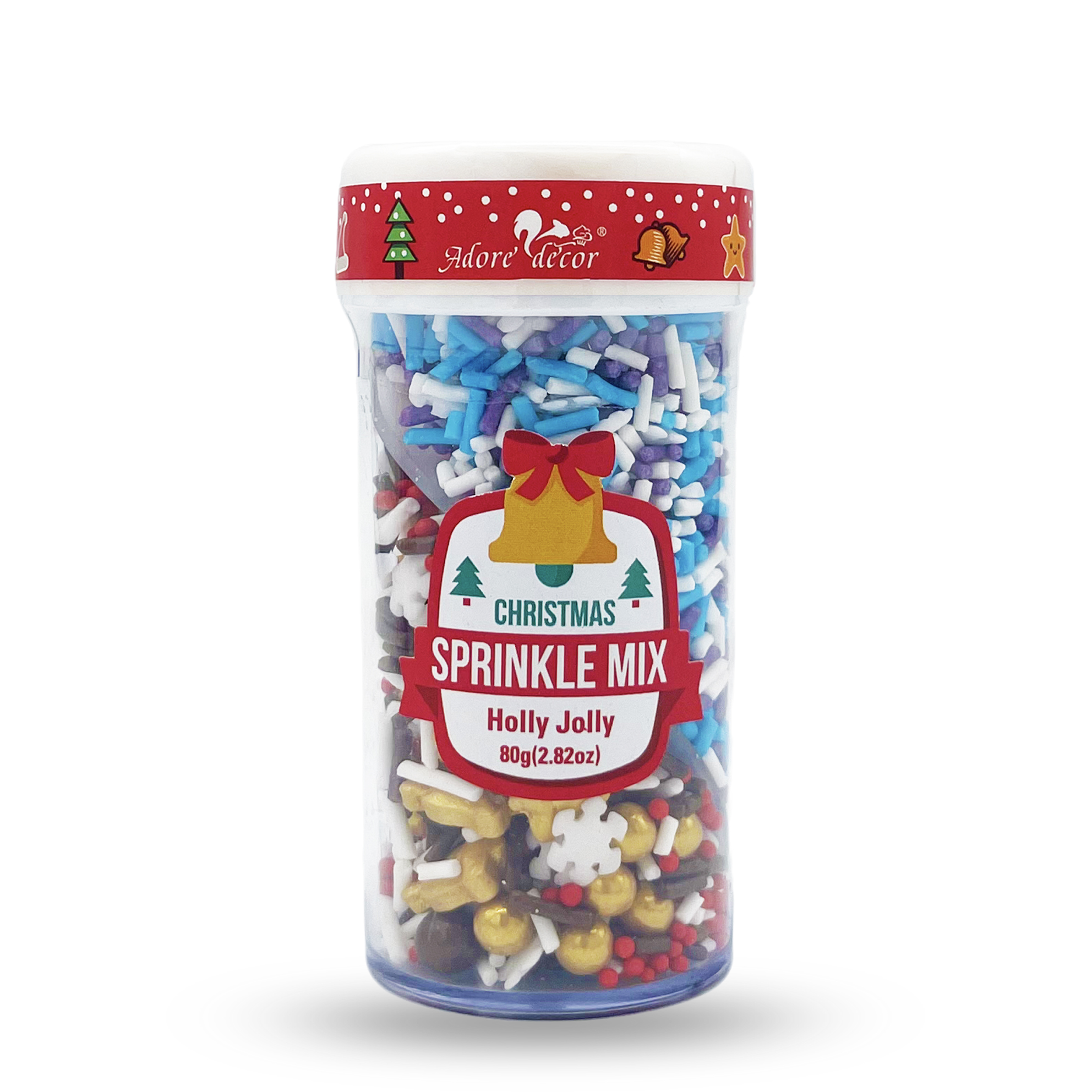Christmas 2 Cell Jar Holly Jolly Sprinkle Edible Cake Decoration Candy 