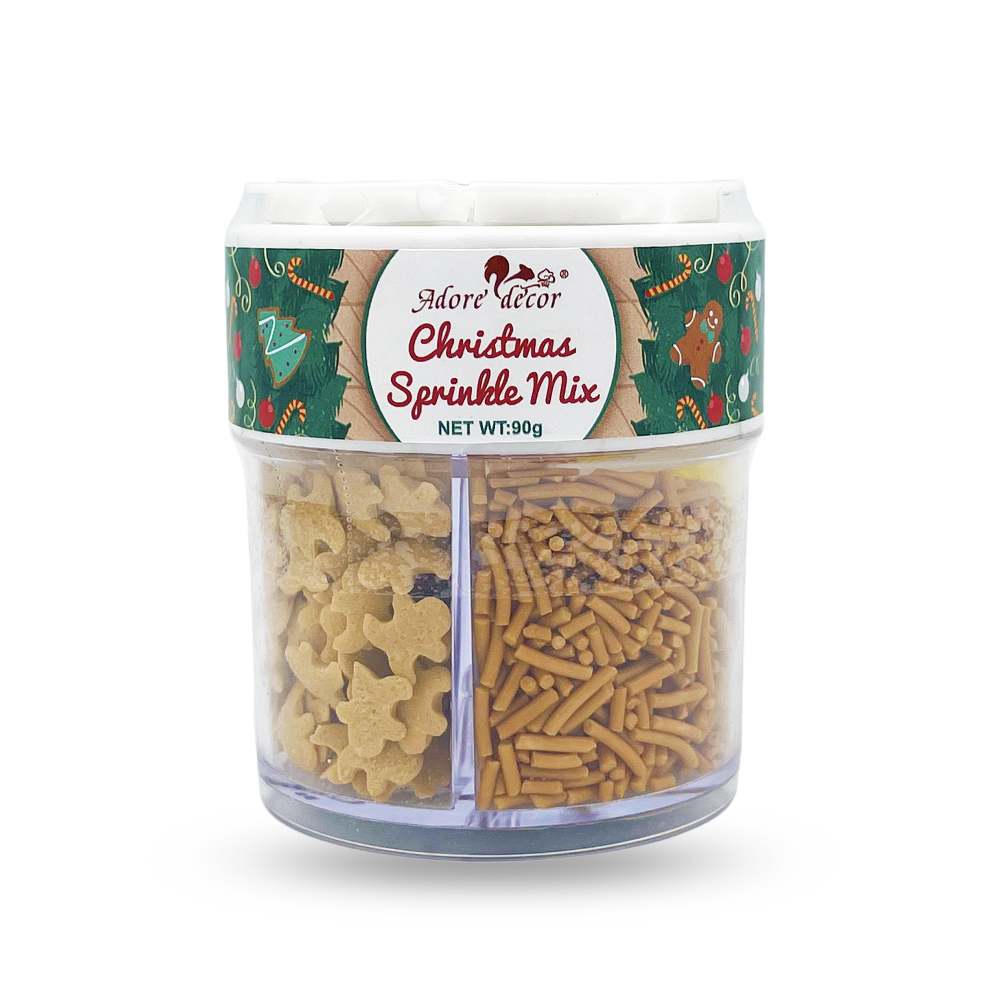 Christmas 4 Cell Jar-Cozy Noel Sprinkle Mix Edible Cake Decoration Candy 