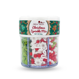 Christmas 6 Cell Jar-Merry Whimsy Sprinkle Mix Edible Cake Decoration Candy 