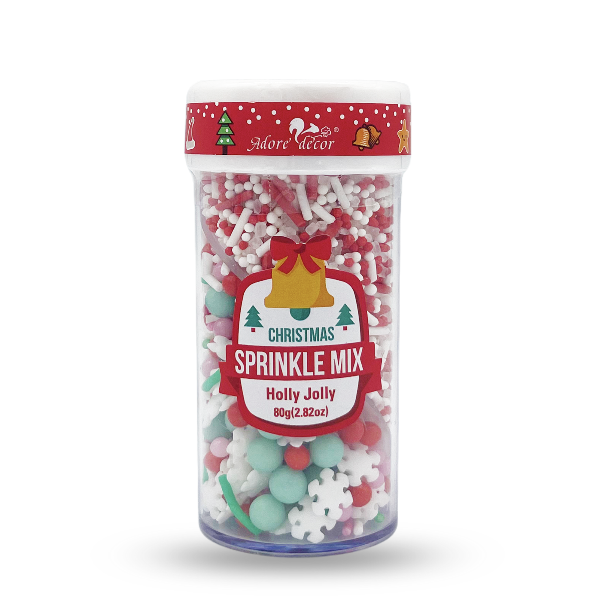 Christmas 2 Cell Jar Holly Jolly Sprinkle Edible Cake Decoration Candy 