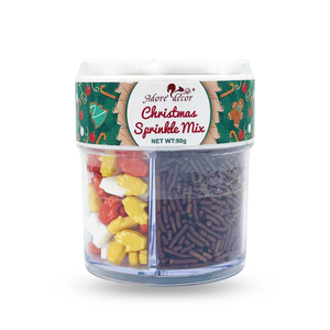 Christmas 4 Cell Jar-Candy Cuddle Sprinkle Mix Edible Cake Decoration Candy 