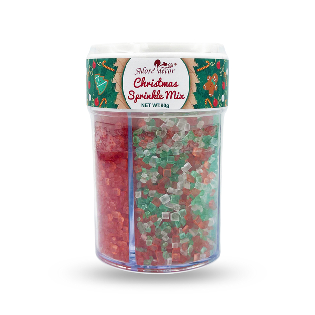 Christmas 4 Cell Jar-Candy Glow Sprinkle Mix Edible Cake Decoration Candy 