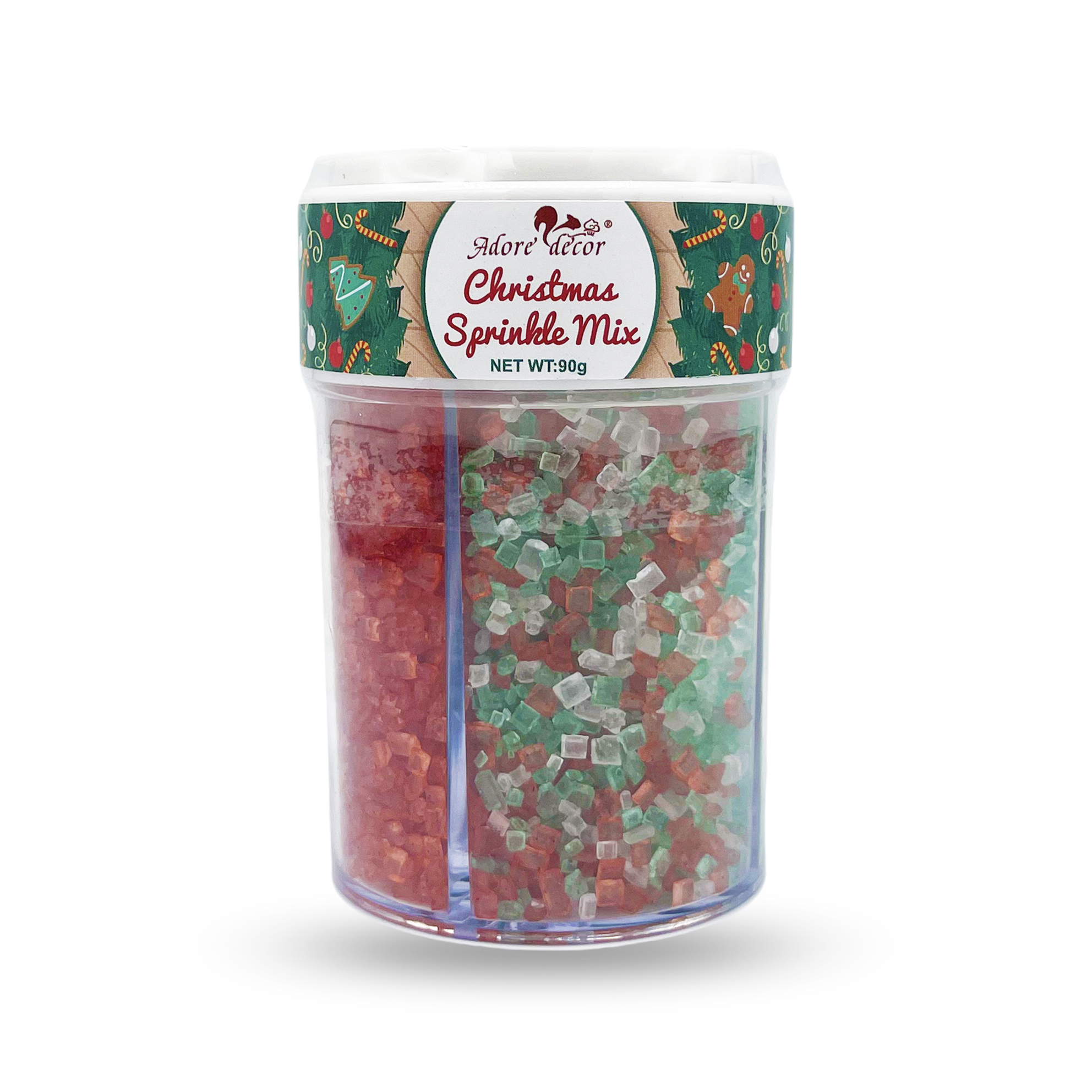 Christmas 4 Cell Jar-Candy Glow Sprinkle Mix Edible Cake Decoration Candy 