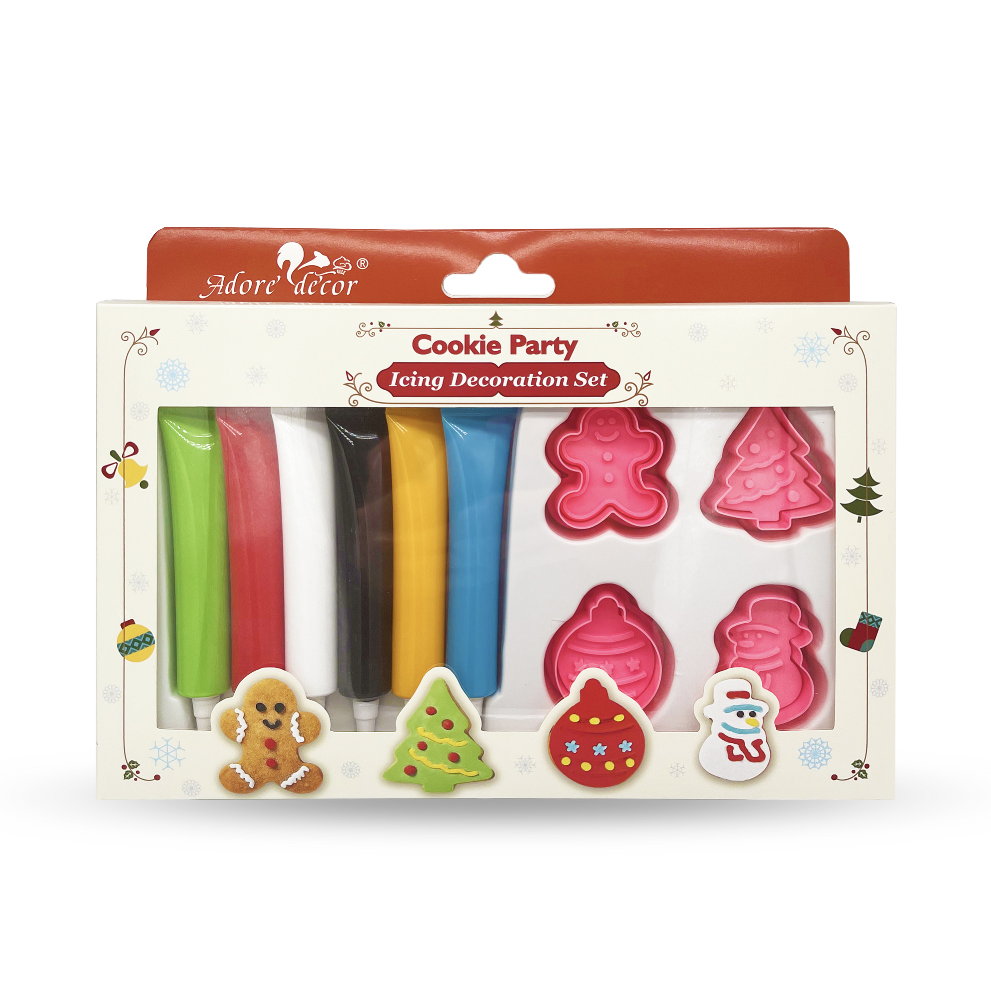 Christmas Cookie Party Icing Decoration Set Edible Sprinkles Cookie Cutter