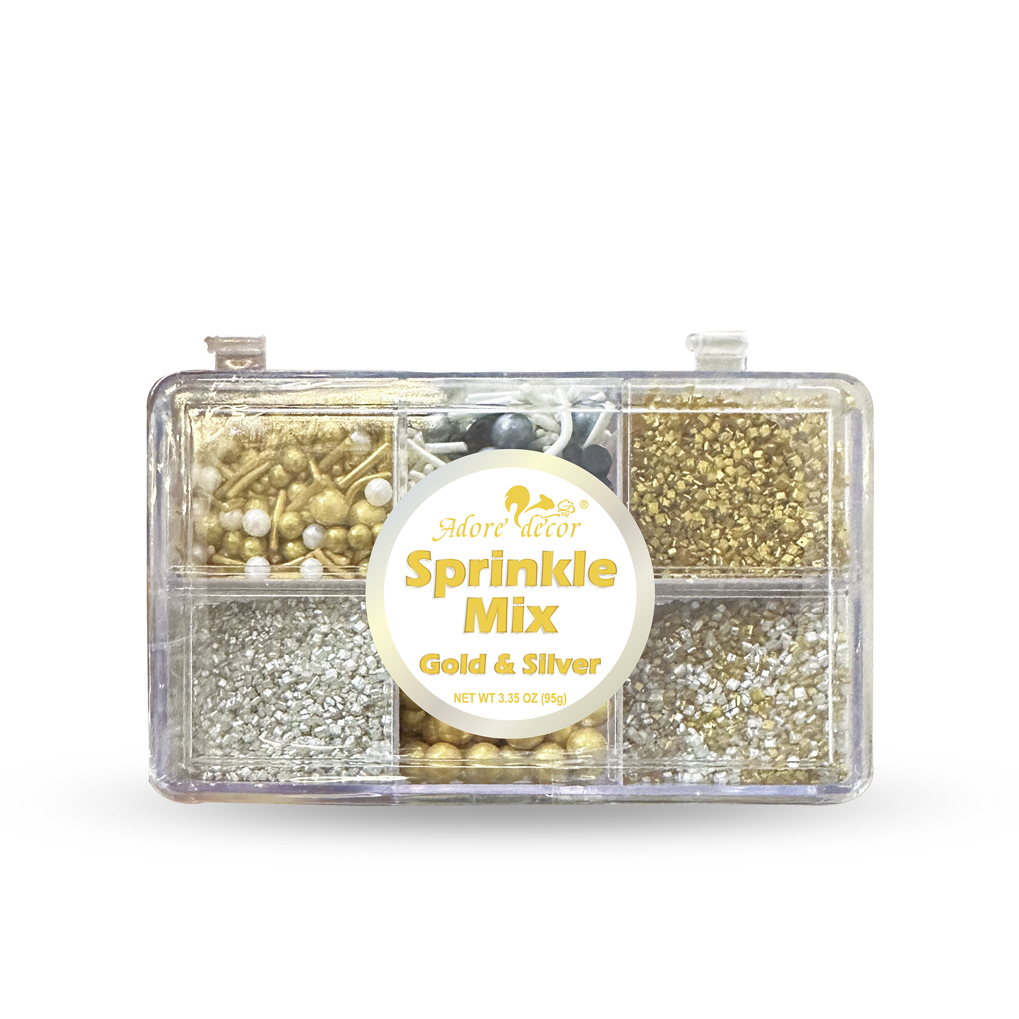 Adore Decor Sprinkle Mix - 6 Box Gold & Silver Cake Decoration 