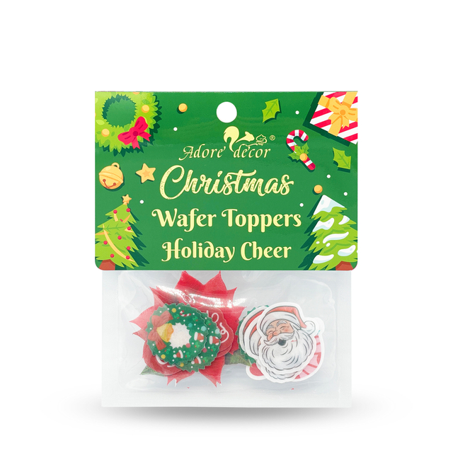 Christmas Holiday Cheer Wafer Toppers Edible Sprinkles Cake Decoration